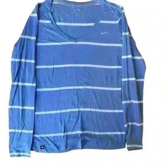Nike the althletic dept Large blue and white striped shirt like‎ new size Medium - Picture 1 of 6